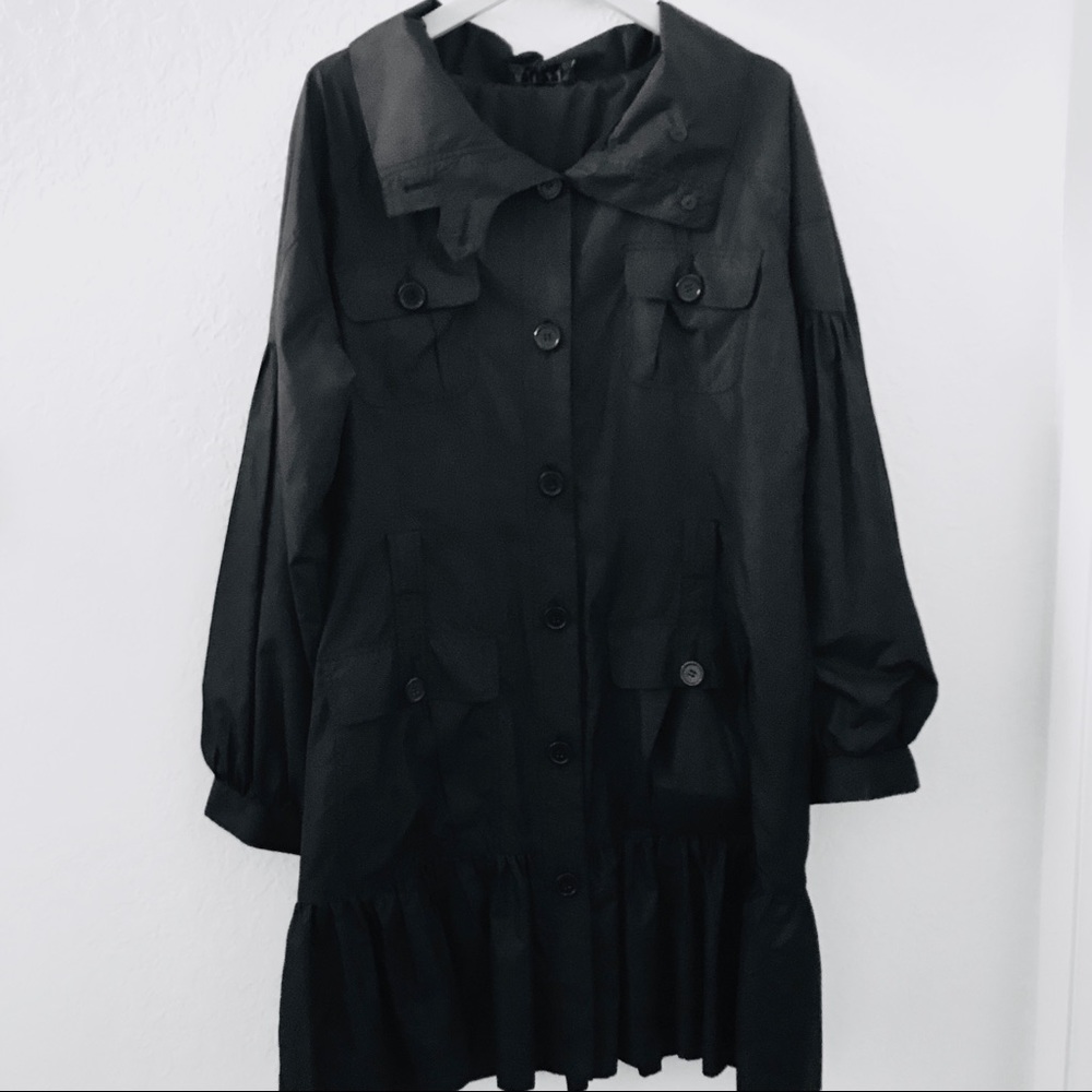 Tuzzi Black Button Down Rain Jacket - image 1